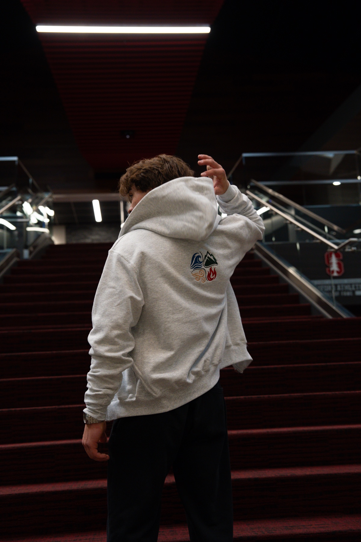 Hoodie at the top of the stairs